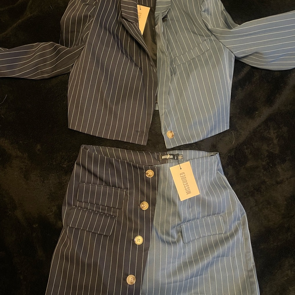 Missguided Blue Pinstripe Blazer
